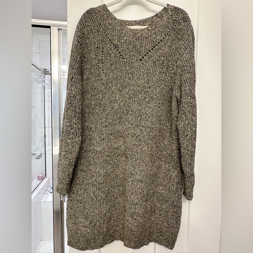 Cozy Green Knit Sweater Dress